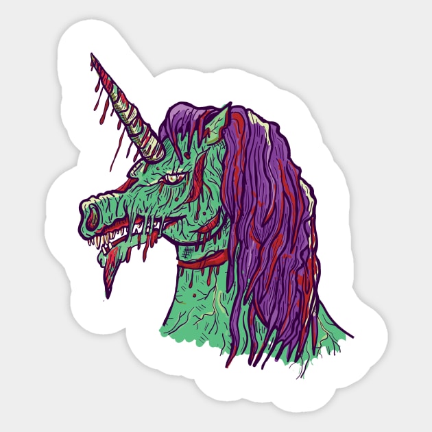 Zombie unicorn illustration Sticker by JDawnInk